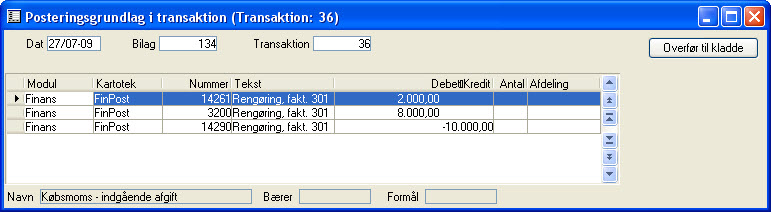 Posteringer p bilag 134