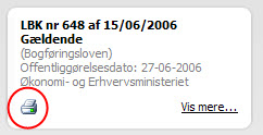 Udskrive en lov fra Retsinformation